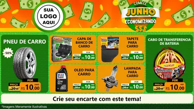 Modelo de TV para TV Horizontal com o tema Comece Junho Economizando para Auto peças
