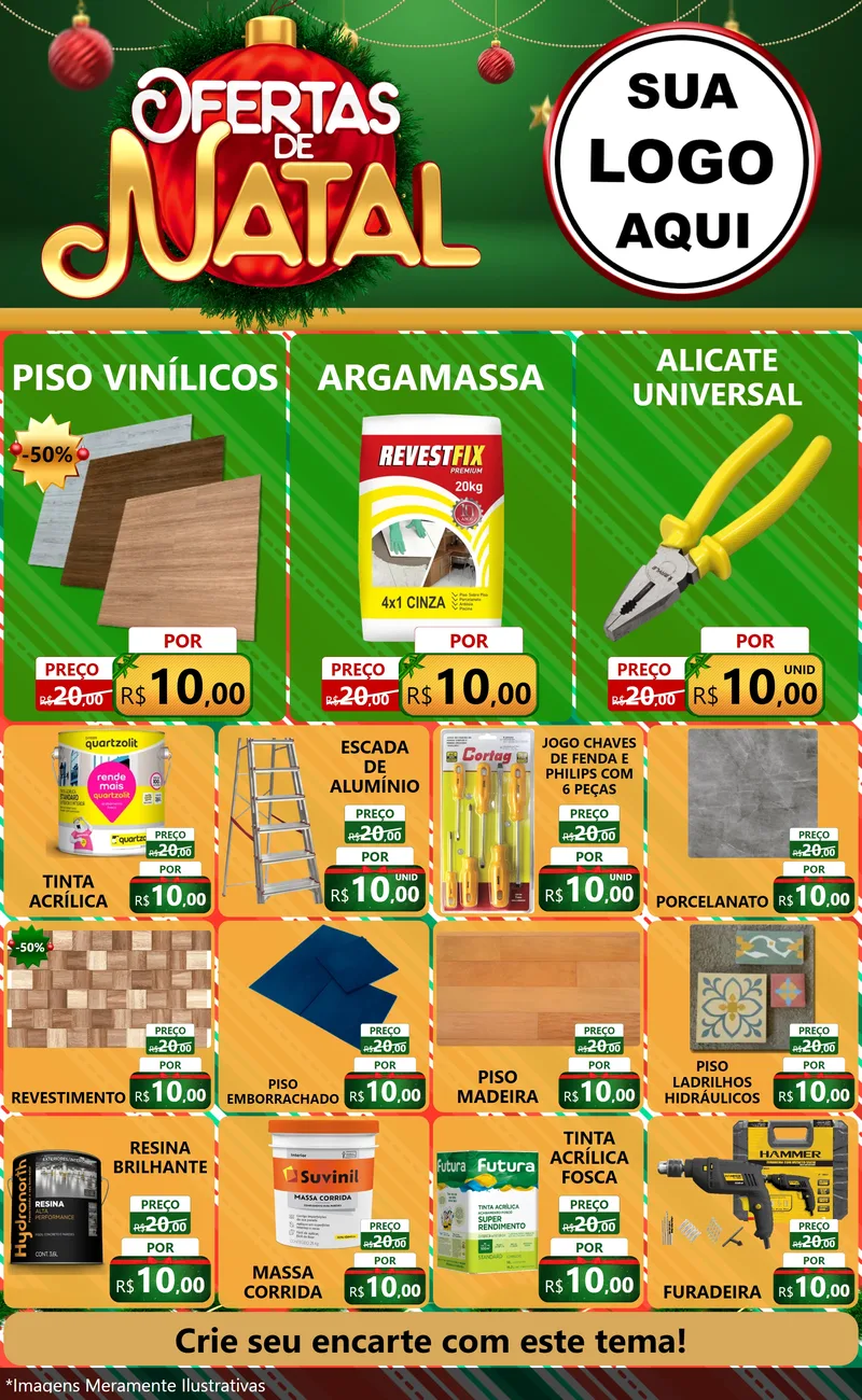 Modelo de Encarte para Encarte Grande com o tema Ofertas de Natal para Material para Construção