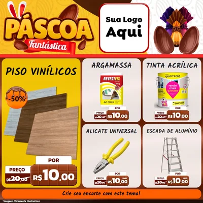 Modelo de Rede Social para Feed Facebook com o tema Páscoa Fantástica para Material para Construção