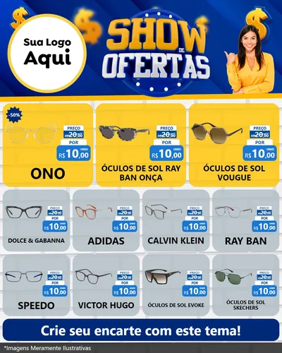 Modelo de Rede Social para Feed Instagram com o tema Show de Ofertas para Óticas