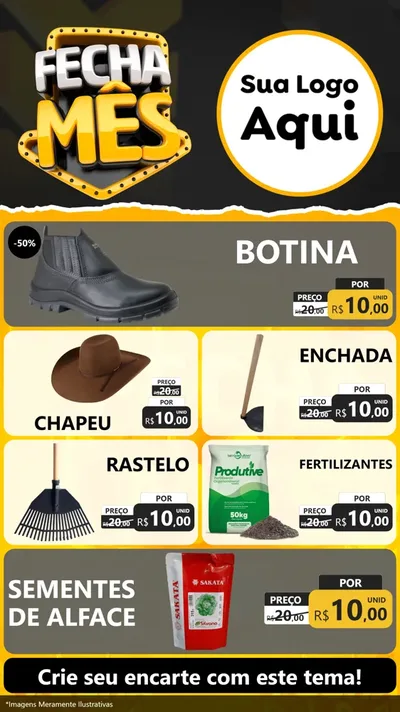 Modelo de TV para TV Vertical com o tema Fecha Mês para Agropecuária