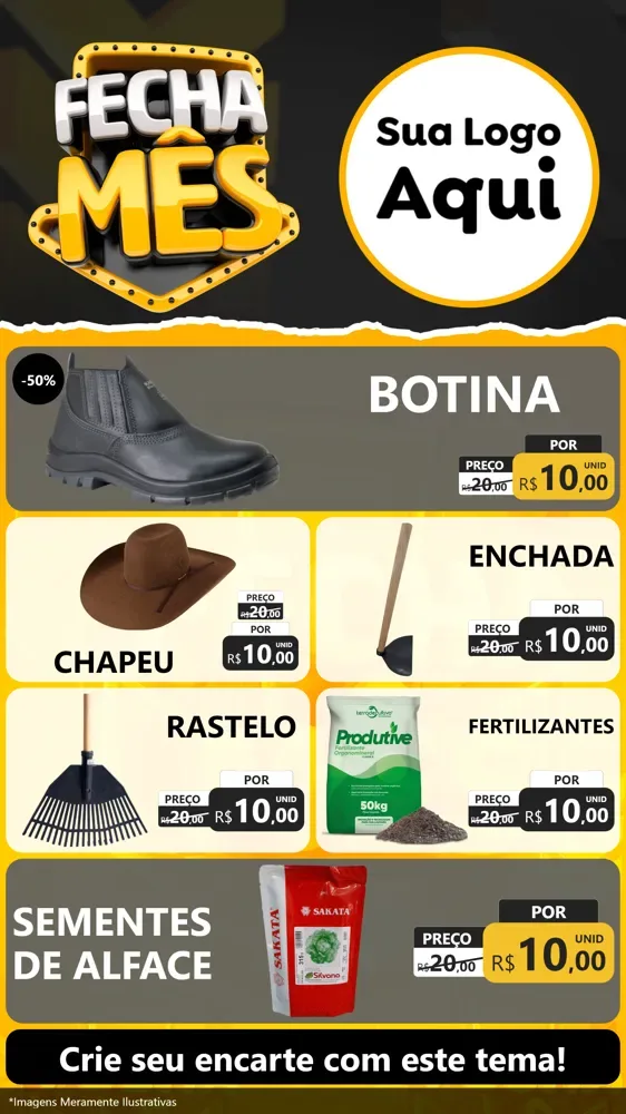 Modelo de TV para TV Vertical com o tema Fecha Mês para Agropecuária