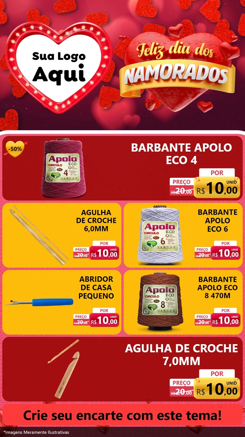 Modelo de TV para TV Vertical com o tema Feliz Dia Dos Namorados para Armarinho e Aviamentos