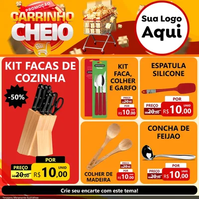 Modelo de Rede Social para Feed Facebook com o tema Promoção carrinho cheio para Utilidades Domésticas