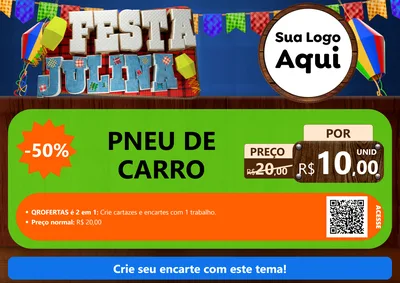 Modelo de Cartaz para Cartaz A4 Horizontal com o tema Festa Julina para Auto peças