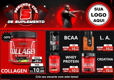 Modelo de Encarte para Encarte A4 Horizontal com o tema Segunda com S de Suplemento para Suplementos alimentares