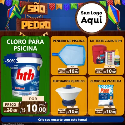 Modelo de Rede Social para Feed Facebook com o tema São Pedro para Produtos para Piscina