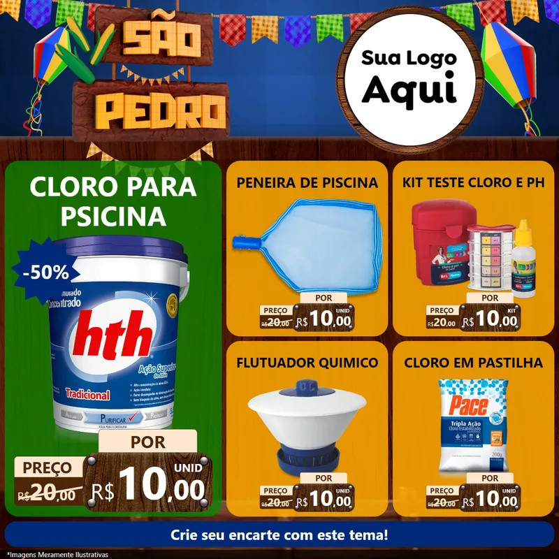 Modelo de Rede Social para Feed Facebook com o tema São Pedro para Produtos para Piscina