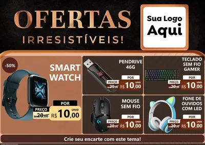 Modelo de Encarte para Encarte A4 Horizontal com o tema Ofertas Irresistíveis! para Informática