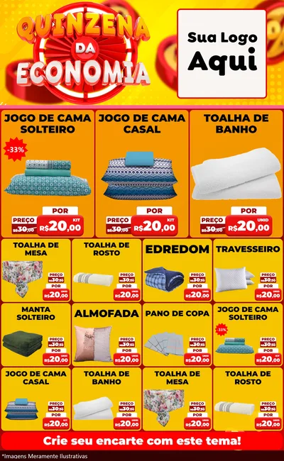 Modelo de Encarte para Encarte Grande com o tema Quinzena Da Economia para Cama, Mesa e Banho
