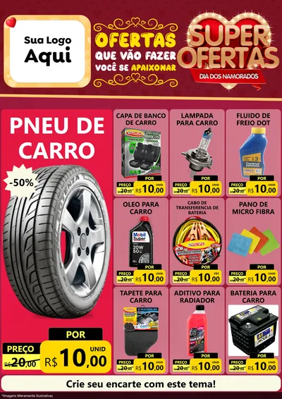 Modelo de Encarte para Encarte A4 Vertical com o tema Dia dos Namorados para Auto peças