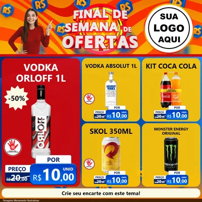 Modelo de Rede Social para Feed Facebook com o tema Final de Semana de Ofertas para Distribuidora de bebidas