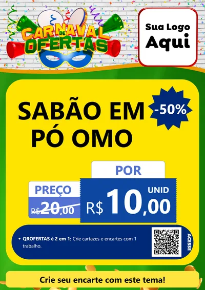 Modelo de Cartaz para Cartaz A4 Vertical com o tema Carnaval de Ofertas para Produtos de Limpeza