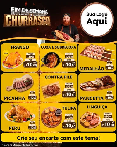 Modelo de Rede Social para Feed Instagram com o tema Fim de Semana do Churrasco para Assados