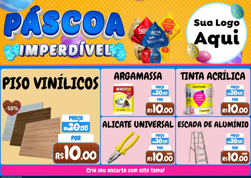 Modelo de Encarte para Encarte A4 Horizontal com o tema Páscoa Imperdível para Material para Construção