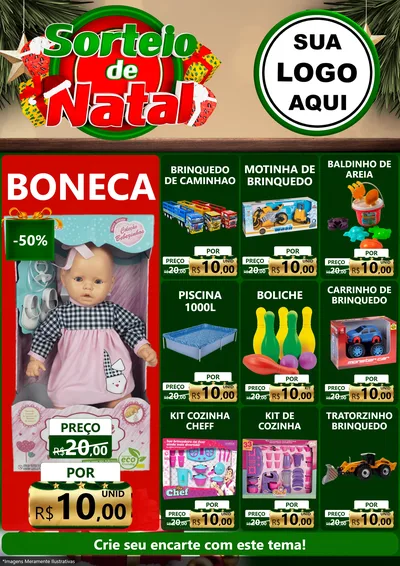 Modelo de Encarte para Encarte A4 Vertical com o tema Sorteio de Natal para Brinquedos