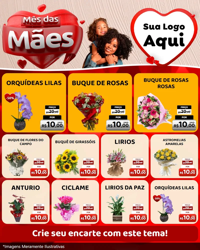 Modelo de Rede Social para Feed Instagram com o tema Mês das Mães para Floricultura e jardim