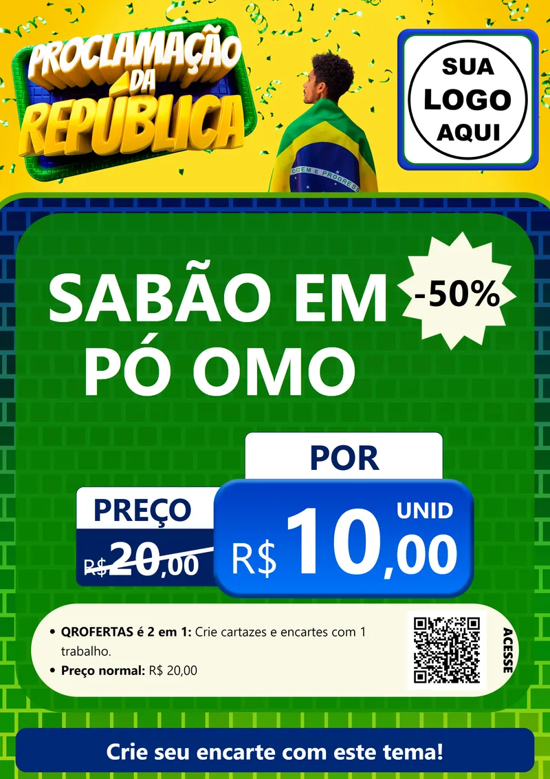 Modelo de Cartaz para Cartaz A4 Vertical com o tema Proclamação da República para Produtos de Limpeza