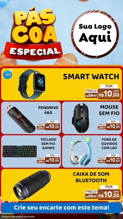 Modelo de TV para TV Vertical com o tema Páscoa Especial para Informática