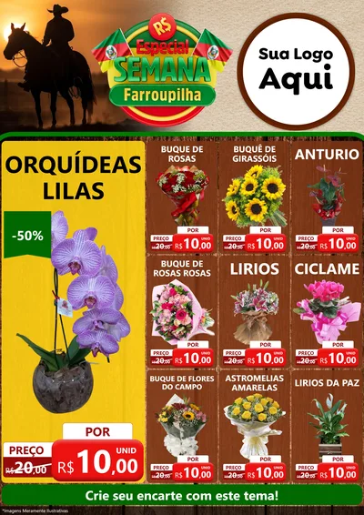 Modelo de Encarte para Encarte A4 Vertical com o tema Especial Semana Farroupilha para Floricultura e jardim