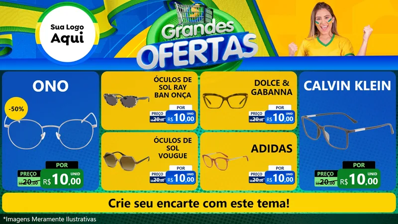 Modelo de TV para TV Horizontal com o tema Grandes Ofertas para Óticas
