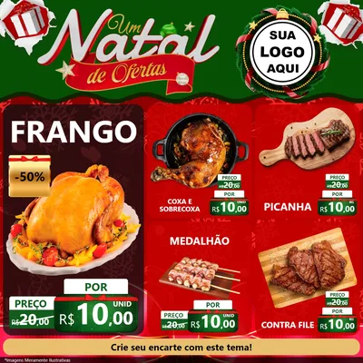 Modelo de Rede Social para Feed Facebook com o tema Um Natal de Ofertas para Assados