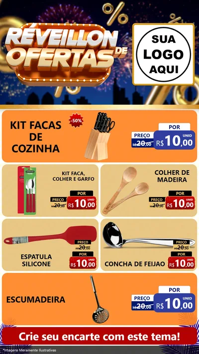 Modelo de TV para TV Vertical com o tema Réveillon de Ofertas para Utilidades Domésticas