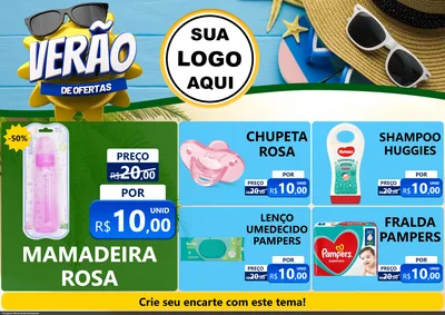 Modelo de Encarte para Encarte A4 Horizontal com o tema Verão de Ofertas para Bebês