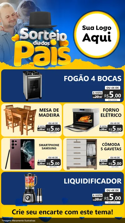 Modelo de TV para TV Vertical com o tema Sorteio Dia Dos Pais para Móveis e Eletro
