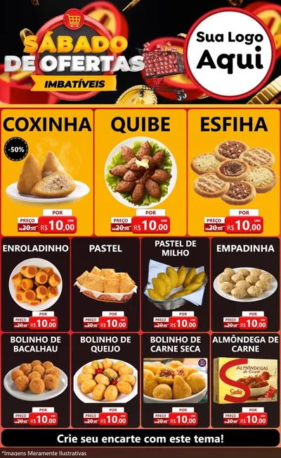 Modelo de Encarte para Encarte Grande com o tema Sábado de Ofertas Imbatíveis para Salgadaria
