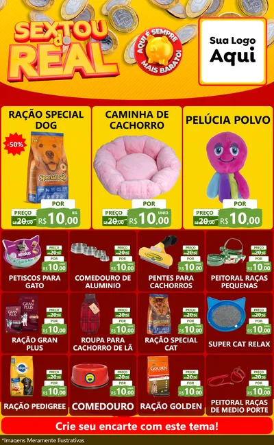 Modelo de Encarte para Encarte Grande com o tema Sextou do Real para Pet Shop
