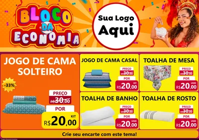 Modelo de Encarte para Encarte A4 Horizontal com o tema Bloco da Economia para Cama, Mesa e Banho