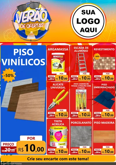 Modelo de Encarte para Encarte A4 Vertical com o tema Verão de Ofertas para Material para Construção
