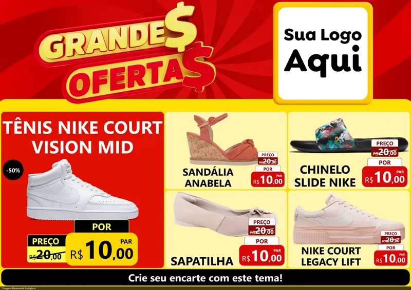 Modelo de Encarte para Encarte A4 Horizontal com o tema Grandes Ofertas para Calçados