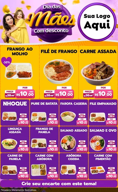 Modelo de Encarte para Encarte Grande com o tema Dia das Mães com Desconto para Restaurante