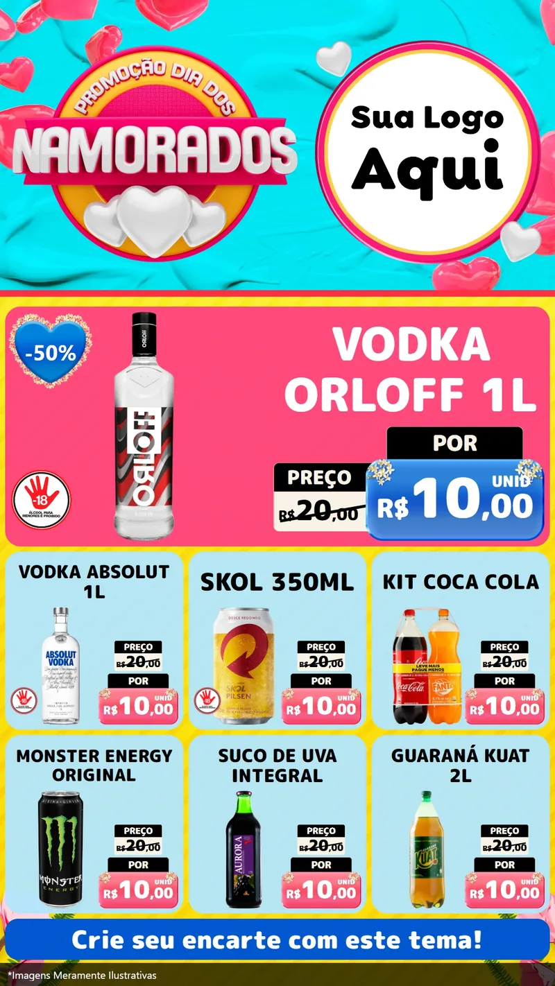 Modelo de Rede Social para Stories com o tema Promoção Dia dos Namorados para Distribuidora de bebidas