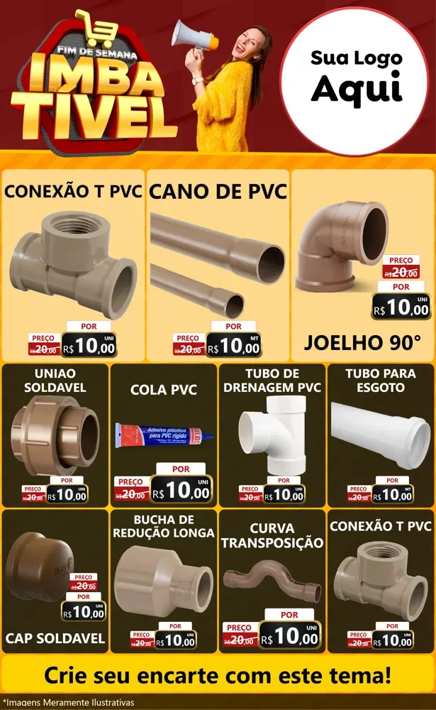 Modelo de Encarte para Encarte Grande com o tema Fim de Semana Imbatível para Tubos e conexões