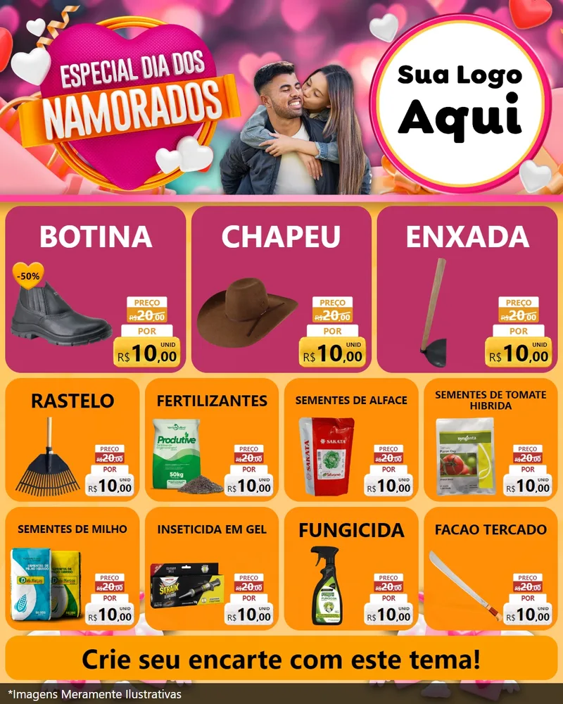 Modelo de Rede Social para Feed Instagram com o tema Especial Dia dos Namorados para Agropecuária