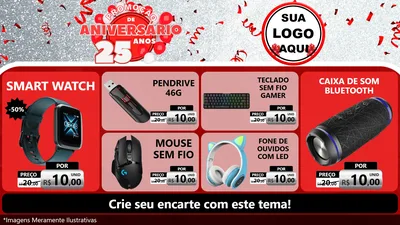 Modelo de TV para TV Horizontal com o tema Promoção de Aniversário - 25Anos para Informática