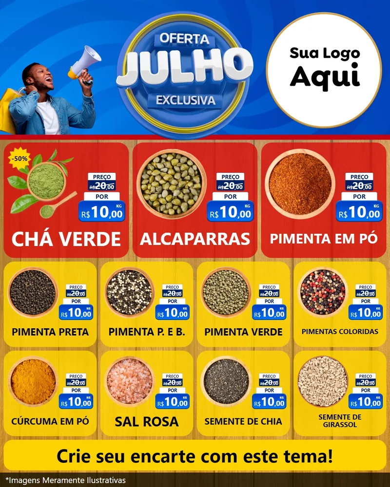 Modelo de Rede Social para Feed Instagram com o tema Oferta Exclusiva, Julho para Produtos Naturais