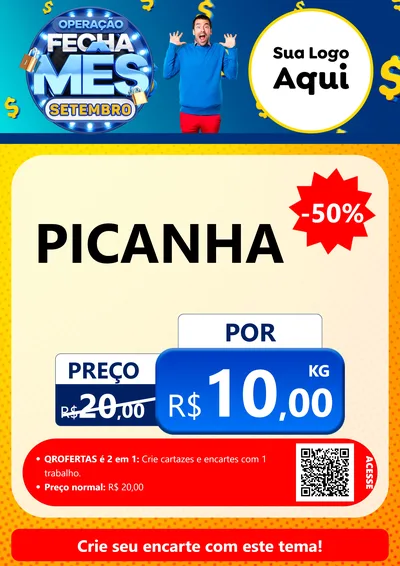Modelo de Cartaz para Cartaz A4 Vertical com o tema Operação Fecha Mês Setembro para Açougue