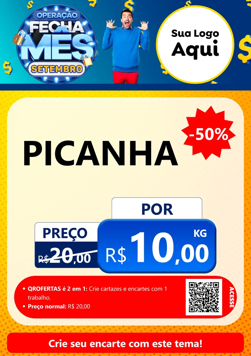 Modelo de Cartaz para Cartaz A4 Vertical com o tema Operação Fecha Mês Setembro para Açougue