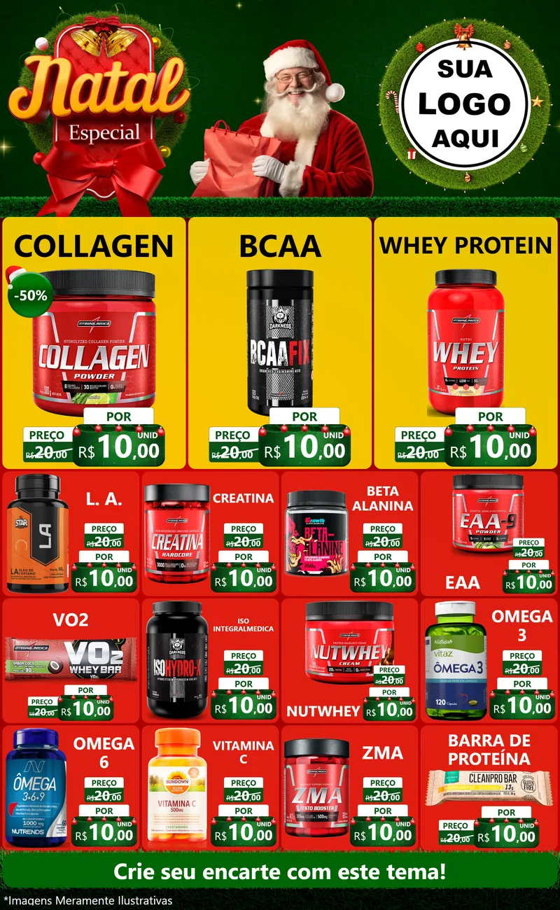 Modelo de Encarte para Encarte Grande com o tema Natal Especial para Suplementos alimentares