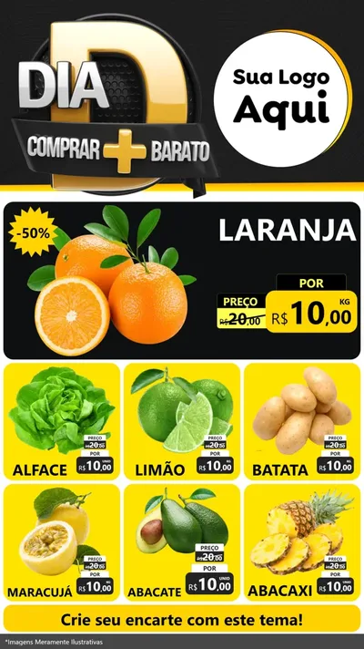 Modelo de Rede Social para Stories com o tema Dia D Mais Economia para Hortifrúti