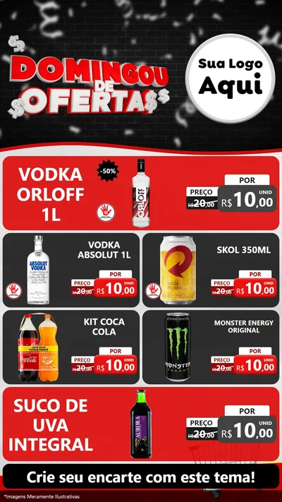 Modelo de TV para TV Vertical com o tema Domingou de Ofertas para Distribuidora de bebidas