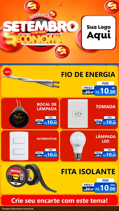 Modelo de TV para TV Vertical com o tema Operação Setembro Com Muita Economia para Materiais Elétricos