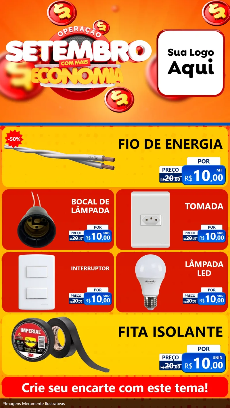 Modelo de TV para TV Vertical com o tema Operação Setembro Com Muita Economia para Materiais Elétricos