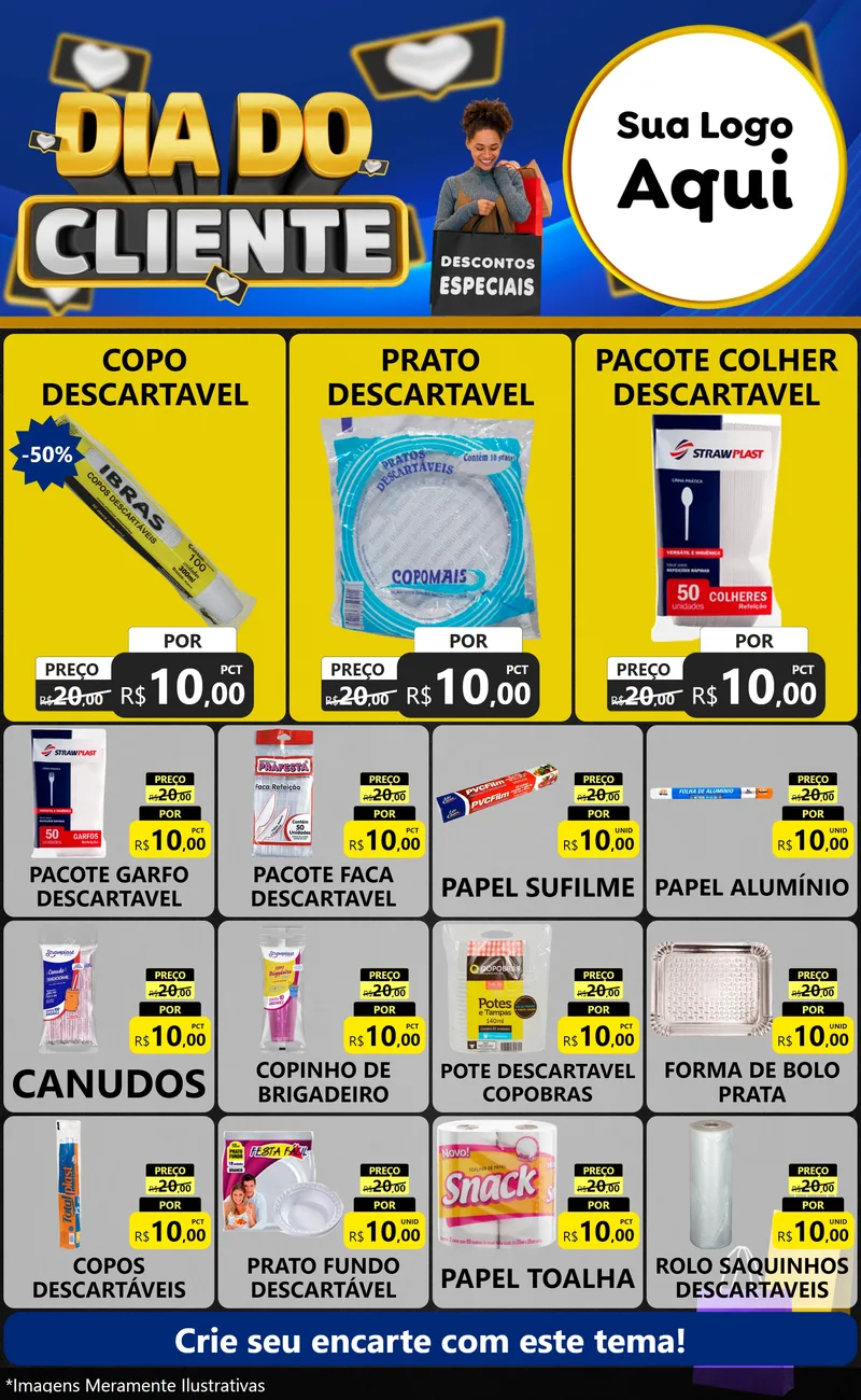 Modelo de Encarte para Encarte Grande com o tema Dia Do Cliente para Embalagens