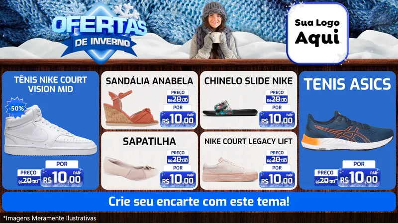 Modelo de TV para TV Horizontal com o tema Ofertas de Inverno para Calçados