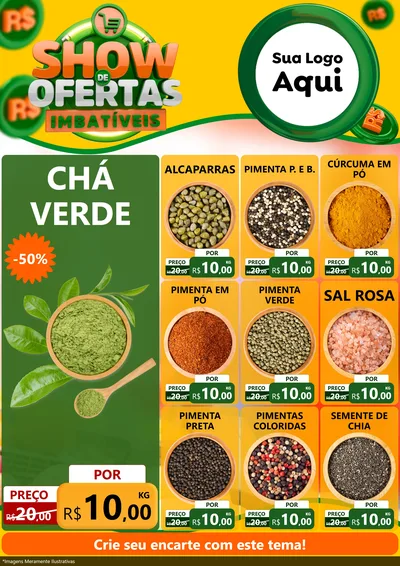 Modelo de Encarte para Encarte A4 Vertical com o tema Show de Ofertas Imbatíveis para Produtos Naturais